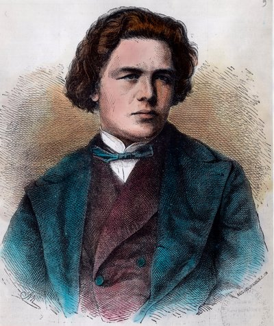 Anton Rubinsteinin (1829 - 1894), venäläisen pianistin ja säveltäjän muotokuva. Kaiverrus 1800-luvulta. Yksityinen kokoelma. tekijältä Unknown artist
