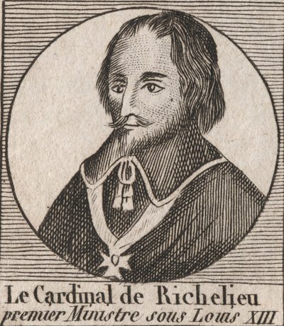 Armand Jean du Plessis de Richelieun (1585-1642), kardinaali Richelieun herttua, kuningas Ludvig XIII:n pääministeri - kardinaali Richelieu, kuningas Ludvig XIII:n pääministeri vuosina 1624-1642 - muotokuva - kaiverrus "Instruction sur l