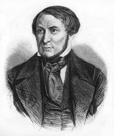 Auguste Barbierin (1805 - 1882), ranskalaisen kirjailijan muotokuva. kaiverrus vuodelta 1870. tekijältä Unknown artist