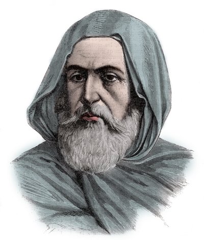 Muotokuva Ben Mahi Ed Din Abd El Kaderista (Abd El-Kader) (1808 - 1883) ABDELKADER, Mascara Amir, sotilas- ja uskonnollinen johtaja - kaiverrus 1883 tekijältä Unknown artist