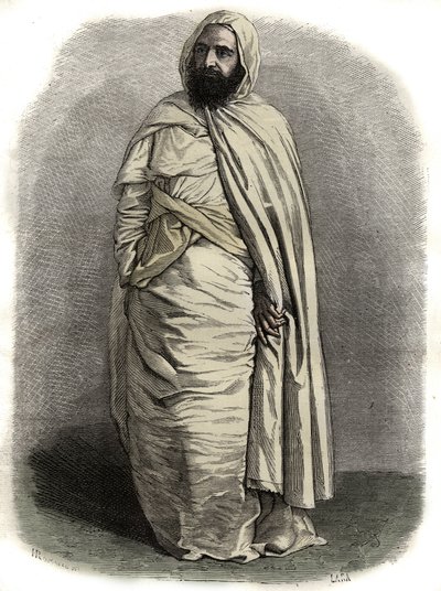 Muotokuva Ben Mahi Ed Din Abd El Kaderista (1808 - 1883) Abd El Kader, Mascara Amir, sotilaallinen ja uskonnollinen johtaja, - Ben Mahi Ed Din Abd El Kaderin muotokuva (1808 - 1883) 1883) Algerian emiiri - tekijältä Unknown artist