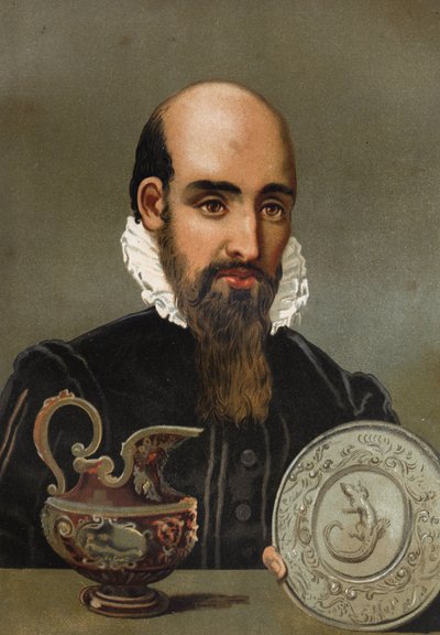 Bernard Palissyn (1510 - 1589) muotokuva. 1800-luvun lopun kromolitografia. perustuu Louis Figuierin "Science and its Men" -kirjaan. Barcelona 1881 tekijältä Unknown artist