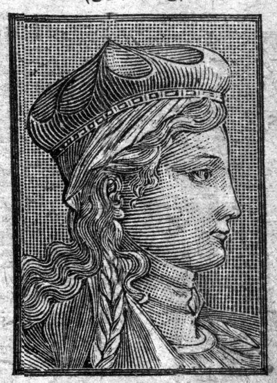 Sigebert I:n vaimon Brunehautin (tai Brunehilden) (n. 534-613) muotokuva. tekijältä Unknown artist
