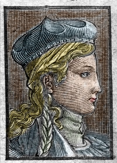 Sigebert I:n vaimon Brunehautin tai Brunehilden (n. 534-613) muotokuva. tekijältä Unknown artist