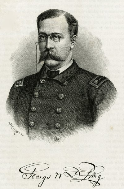 La Jeannetten miehistön kapteeni Georges Washington De Longin (1844-1881) muotokuva pohjoisnavalle. Kaiverrus kuvaamaan "Le voyage de la Jeannette" tekijältä Unknown artist