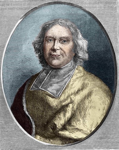 Kardinaali Fleuryn (1653 - 1743) muotokuva. André Hercule de Fleury -kaiverrus vuodelta 1866. tekijältä Unknown artist