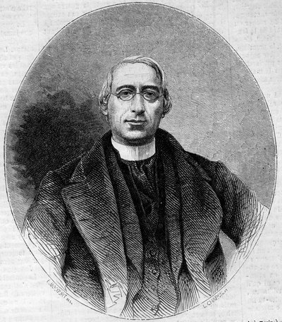 Muotokuva Carlo Passagliasta (1812-1887), italialainen kirkkomies, Italian yhtenäisyyden puolue. Kaiverrus "" Le Monde Illustré" -julkaisussa n¡240, 16. marraskuuta 1861. tekijältä Unknown artist