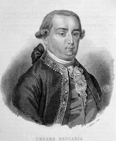 Cesare Bonesanan muotokuva, Marquis de Beccaria (1738 - 1794), italialainen juristi. tekijältä Unknown artist