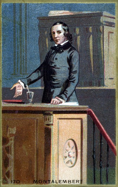 Muotokuva Charles Forbesista, Montalembertin kreivistä (1810 - 1870), ranskalaisesta toimittajasta ja poliitikosta. 1800-luvun lopun kromolitografia. tekijältä Unknown artist