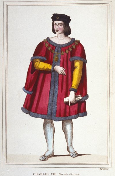Kaarle VIII:n (1470 - 1498), Ranskan kuninkaan muotokuva, kaiverrus vuodelta 1830 tekijältä Unknown artist