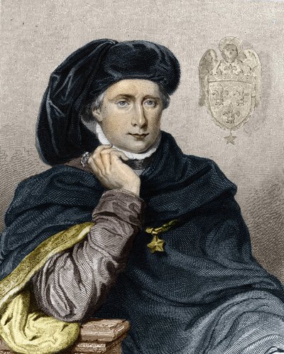Muotokuva Kaarle VI:stä rakastetusta tai Fousta (1368 - 1422), Ranskan kuninkaasta - Lavalléen teoksessa Histoire des Français, kaiverrus, sd. tekijältä Unknown artist