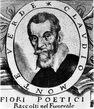 Claudio Monteverdin (1567 - 1643) muotokuva Fiori poeticin esikuvan jälkeen, joka on kerätty erittäin maineikkaan ja kunnioitetun signor Claudio Monteverdin hautajaisissa, julkaistiin Venetsiassa vuonna 1644. tekijältä Unknown artist