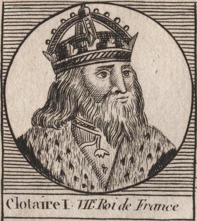 Clothaire I:n (497 - 561), Neutrian kuninkaan ja frankkien kuninkaan muotokuva - Clothar I, frankkien kuningas - kaiverrus Charles Constant Le Tellierin kirjasta "Instruction sur l
