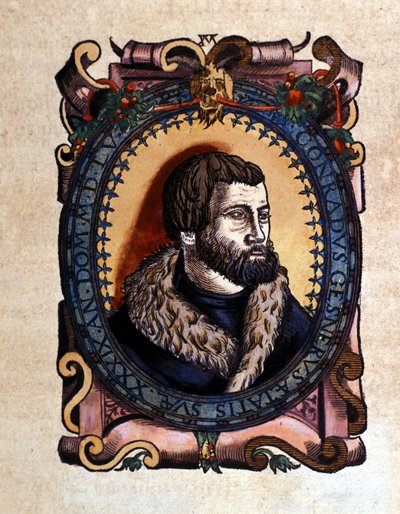 Conrad Gesnerin muotokuva (1516 - 1565) Zürichin lääkäri Conrad Gesnerin Historia Animaliumin mukaan, Tiguri 1560. Biblioteca Nazionale Braidense. Milano tekijältä Unknown artist