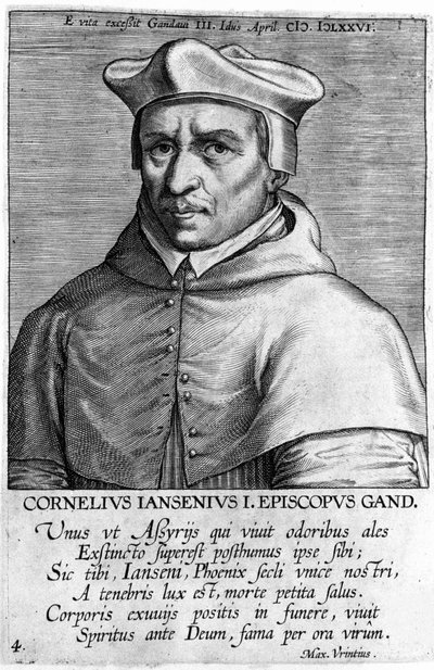Jansenismin perustajan Cornelius Jansenin muotokuva, dit Jansenius (1585-1638). Kaiverrus 1600-luvulta. tekijältä Unknown artist