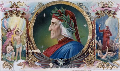 Danten muotokuva - sikarilaatikon etiketti, 1800-luvun loppu tekijältä Unknown artist