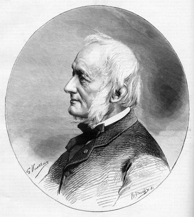 Muotokuva Desire Nisardista (1806-1888), kirjailija ja Ranskan akatemian jäsen, joka valittiin vuonna 1850. tekijältä Unknown artist