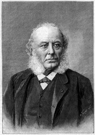 Tohtori Aristide Verneuilin (1823-1895) muotokuva, ranskalainen kirurgi, tiedeakatemian ja lääketieteellisen akatemian jäsen. Kaiverrus "" La Nature: revue des sciences et de leurs applications aux arts et a l