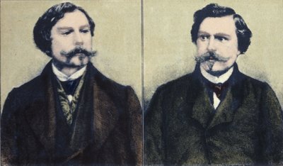 Edmond Goncourtin (1822-1896) ja Jules Goncourtin (1830-1870) kirjailijoiden veljien muotokuva. tekijältä Unknown artist