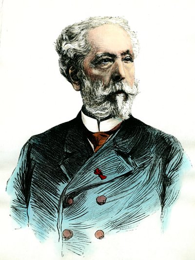 Ranskalaisen säveltäjän Edouard Lalon (1823-1892) muotokuva. Kaiverrus 1800-luvun yksityiskokoelmasta tekijältä Unknown artist