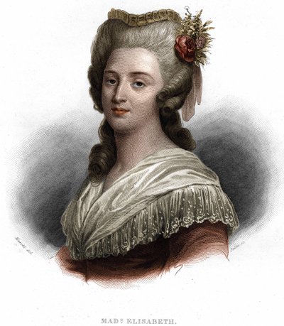Muotokuva: Elisabeth Filippiiniläinen Marie Hélène Ranskasta, joka tunnetaan nimellä "Madame Elisabeth", kuningas Ludvig XVI:n (1764-1794) sisar tekijältä Unknown artist