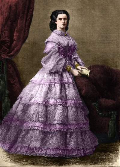 Muotokuva Elisabeth de Wittelsbachista (1837-1898) (sissi), Itävallan impressistä (1854-1898) ja Unkarin kuningattaresta (1867-1898), Nee herttuattaresta Bavieressa. (EMPRESS ELISABETH ITÄVALTA). Kaiverrus vuodelta 1864. Yksityinen kokoelma. tekijältä Unknown artist
