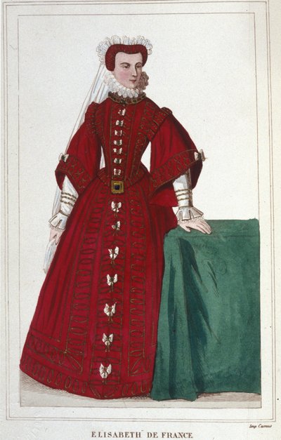Muotokuva Elisabeth Ranskasta 1545 - 1568 Henrik II:n ja Katariina Medicin tytär (Caterina de Medici) kaiverrus vuodelta 1830 tekijältä Unknown artist