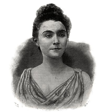 Emma Lauren muotokuva Esther Guilbert, nimi Yvette Guilbert (1865-1944) Kahvikonsertin ranskalainen laulaja - Kaiverrus 1892 tekijältä Unknown artist
