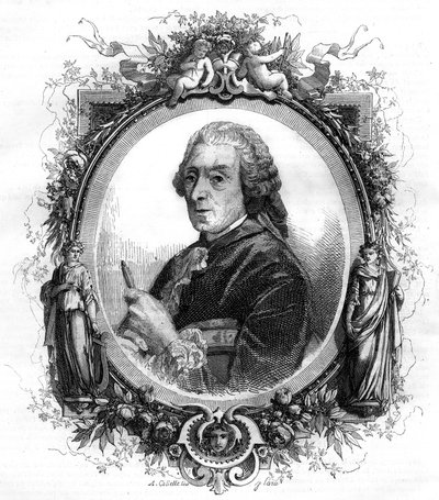 Englannin taidemaalari Francois Boucherin (1703-1770) muotokuva, kaiverrus 1858 tekijältä Unknown artist