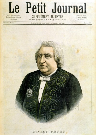 Muotokuva Ernest Renanista akateemikkopuvussa - "" Le Petity Journal" -lehdessä 22.10.1892 tekijältä Unknown artist