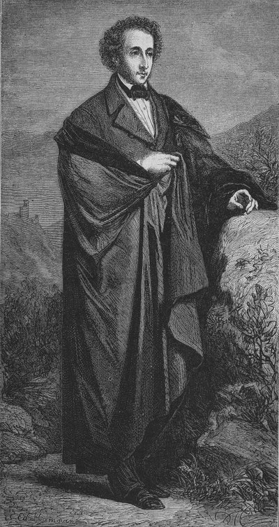 Felix Mendelssohnin muotokuva - Bartholdy (1809 - 1847), Hammanin saksalainen säveltäjä. tekijältä Unknown artist