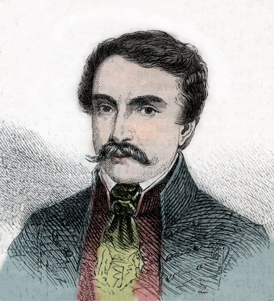 Ferenc Deakin (1803-1876), unkarilaisen poliitikon muotokuva - Kaiverrus kirjasta "Kunnollinen maailma" tekijältä Unknown artist