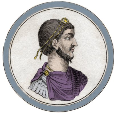 Muotokuva Flavius Claudius Julianuksesta (331-363), jota kutsutaan Julianus luopioksi, jota kutsuttiin myös Julianus filosofiksi tai Julianus II:ksi tai Julianus keisariksi. Kaiverrus 1800-luvulta. tekijältä Unknown artist