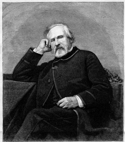 Francois Auguste Biardin (1798-1882), ranskalaisen taidemaalarin muotokuva. Kaiverrus "" Le Monde Illustré" -julkaisussa nro 1318, 1. heinäkuuta 1882. tekijältä Unknown artist