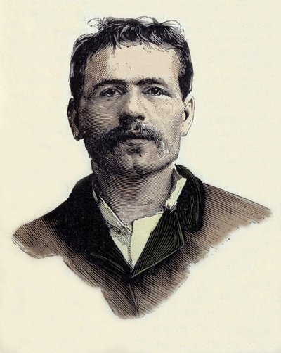 François Claudius Koenigsteinin (1859-1892), ranskalaisen anarkistisen terroristiaktivistin muotokuva. Kaiverrus 1800-luvulta tekijältä Unknown artist
