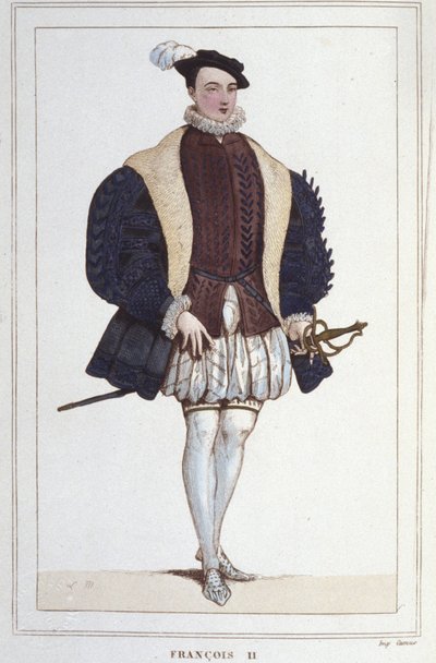 Muotokuva Francois II:sta (1544 - 1560), Ranskan kuningas, kaiverrus vuodelta 1830 tekijältä Unknown artist