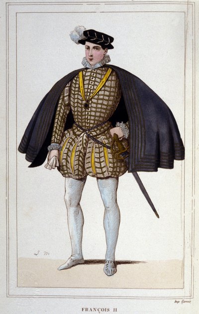Muotokuva Francois II:sta (1544 - 1560), Ranskan kuningas, kaiverrus vuodelta 1830 tekijältä Unknown artist