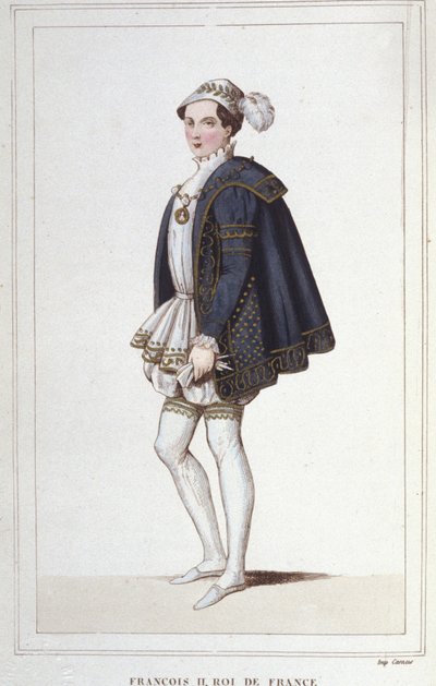 Muotokuva Francois II:sta (1544 - 1560), Ranskan kuningas, kaiverrus vuodelta 1830 tekijältä Unknown artist