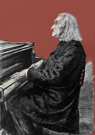 Franz Lisztin (1811-1886), unkarilaisen pianosäveltäjän ja pianistin muotokuva. tekijältä Unknown artist