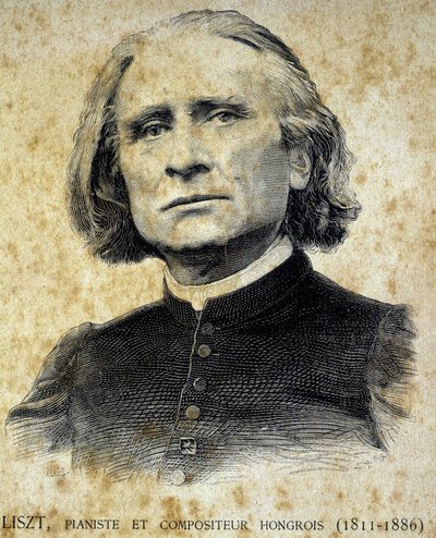 Franz Lisztin, unkarilaisen pianistin ja säveltäjän (1811 - 1886) muotokuva - teoksessa "" Les Contemporains"", n.d. 1800-luvun lopulla. tekijältä Unknown artist