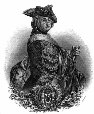 Frederic II:n (1712-1786), Preussin kuninkaan, Frederik Suurena tunnetun muotokuva. tekijältä Unknown artist