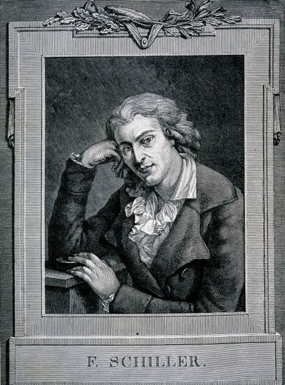 Friedrich von Schillerin (1759 - 1805), saksalaisen runoilijan ja näytelmäkirjailijan muotokuva. tekijältä Unknown artist