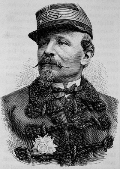 Kenraali Chanzyn (1823 - 1883) muotokuva. Kaiverrus 1800-luvun lopusta H. Martinin teokseen "Histoire de France". tekijältä Unknown artist