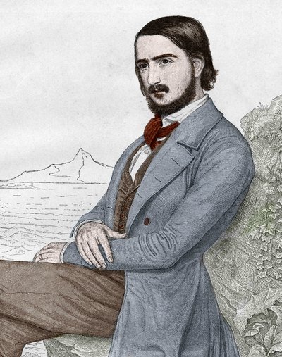 Georges (Georg) Herweghin (1817-1875) muotokuva, saksalainen runoilija, joka perustuu C. HITZin maalaukseen. tekijältä Unknown artist