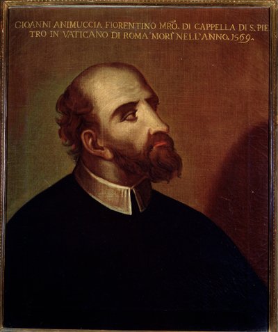 Giovanni Animuccian (1514 ca-1571) italialaisen säveltäjän muotokuva Anonyymi maalaus. 1500-luvun Bologna Civic Bibliographic Museum tekijältä Unknown artist