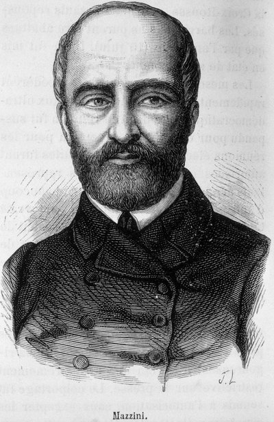 Giuseppe Mazzinin muotokuva, italialainen patriootti ja vallankumouksellinen (1805 tai 1808 - 1872) tekijältä Unknown artist