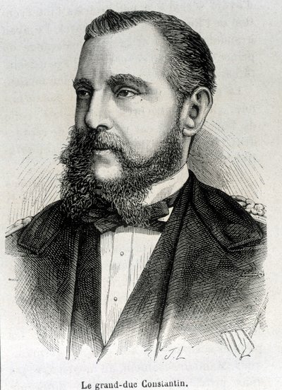 Puolan varakuninkaan suurruhtinas Konstantinuksen (1779 - 1831) muotokuva. Kaiverrus 1800-luvun lopusta H. Martinin teokseen "Histoire de France". tekijältä Unknown artist