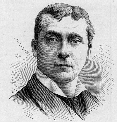 Gustave Wormsin (s. 1836) muotokuva, ranskalainen koomikko, Comedie Francaisen jäsen 1858–1900. Kaiverrus "" Le Monde Illustré" -julkaisussa n¡1168, 16. elokuuta 1879. tekijältä Unknown artist