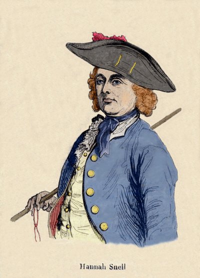 Muotokuva Hannah Snellin (1723-1792) naissotilasta, oli englantilainen, joka otti miehen roolin tullakseen sotilaana. tekijältä Unknown artist