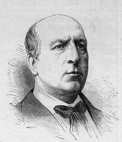 Muotokuva Henri Maubantista (1821-1908), ranskalaisesta koomikosta, Comedie Francaisen jäsenestä. Kaiverrus "" Le Monde Illustré" -julkaisussa n¡1168, 16. elokuuta 1879. tekijältä Unknown artist